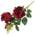 RÓŻA - Gałązka 2 kwiaty i pąk Red/Purple 63 cm